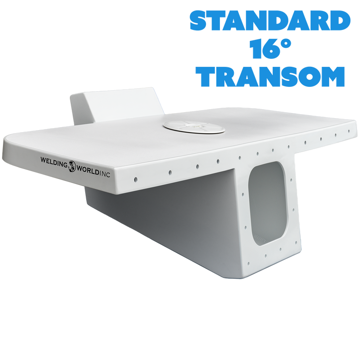Image of a Standard Apex Single Engine 16° Transom Bracket, featuring a sleek design with a 16-degree angle, made from marine-grade material, suitable for enhancing the performance and stability of single-engine boats.