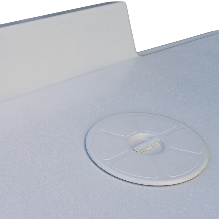 A close-up view of a standard high flotation single outboard engine bracket designed for a 12° transom, featuring a circular mounting plate on a smooth white surface