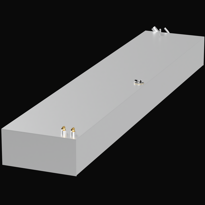 Intended for the 79-gallon port-side fuel tank for a Sundance Marine 26' boat. This specific tank would typically be one of a pair in a port/starboard fuel system, custom-fabricated from marine-grade aluminum to precisely fit the port-side hull contour of the vessel. It would be equipped with all necessary standard fittings for fuel fill, venting, engine supply, and fuel level sending unit.