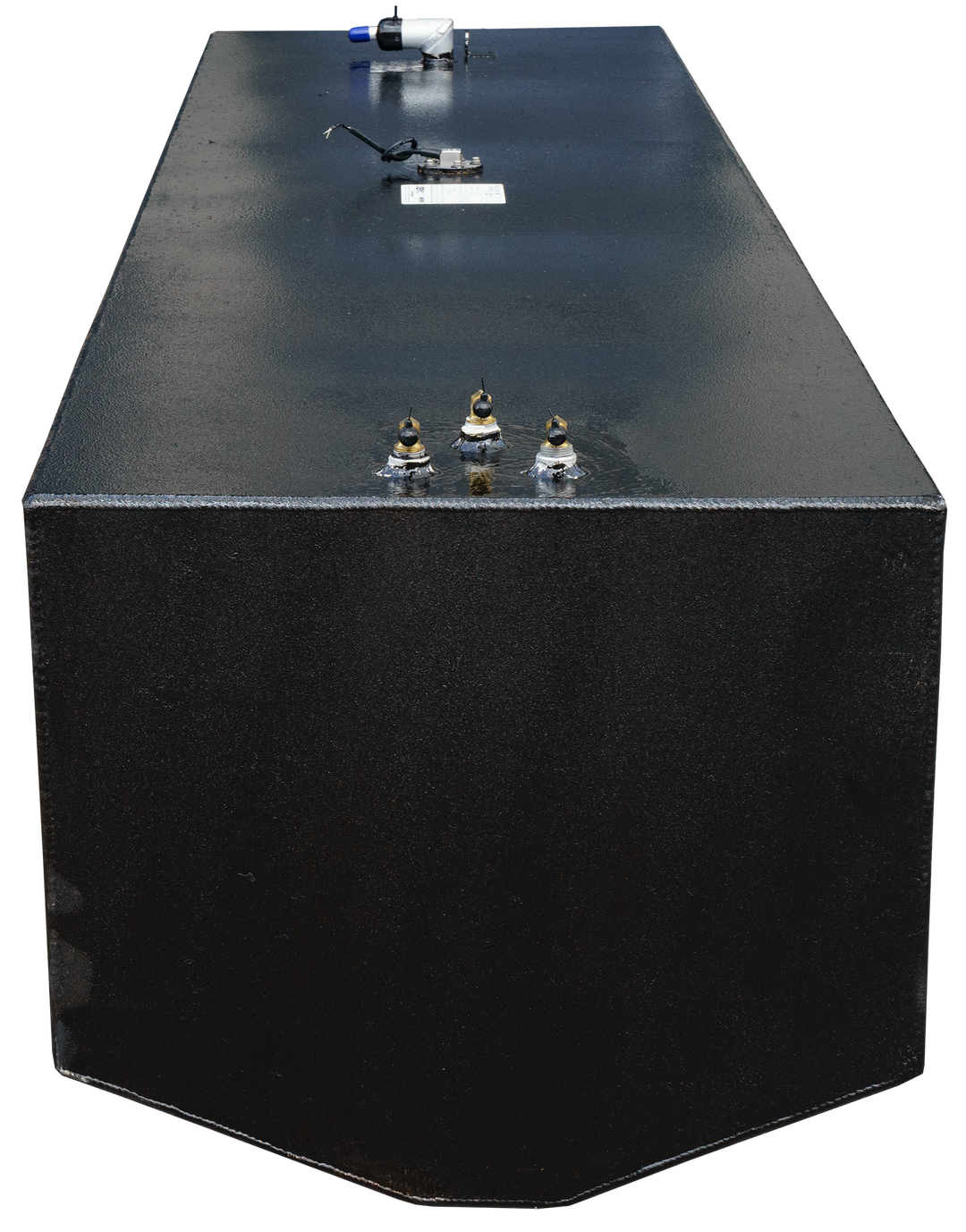 OEM replacement fuel tank kit for SeaVee 26' boat, featuring a dual-tank combo with capacities of 100 gallons and 33 gallons, shown from a front angle with a sleek black finish