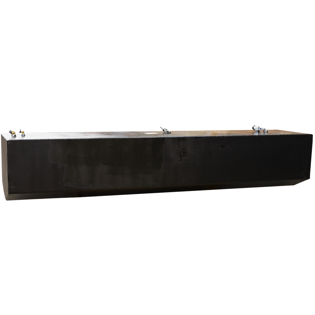 OEM replacement fuel tank kit for SeaVee 26' boat, featuring a dual-tank combo with capacities of 100 gallons and 33 gallons, shown in a sleek black design