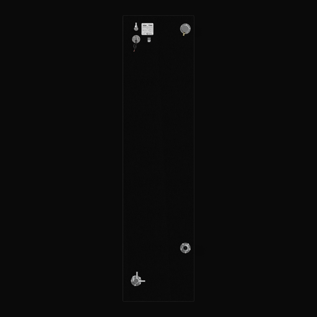 Top-down plan view of a Yellowfin 36 replacement port/starboard wing fuel tank finished in high-durability black Coal Tar Epoxy. This technical render specifies the precision layout of top-mounted fittings, including the 316 stainless steel pickup tube, fuel sender, and EPA-compliant fill and vent ports, all engineered to original factory specifications for a guaranteed OEM fit.
