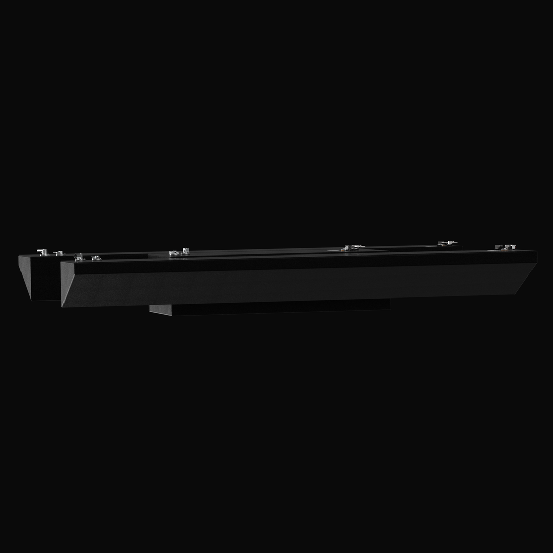 A low-profile technical render of the Yellowfin 42 replacement fuel tank set, highlighting the tapered hull-conforming geometry of the 163-gallon wing tanks alongside the 250-gallon center tank. Finished in a protective black Coal Tar Epoxy, the image showcases the precision-engineered elevation and alignment of the 316 stainless steel pickup tubes and fittings, designed for a guaranteed 100% OEM fit in the 2013 flagship hull.