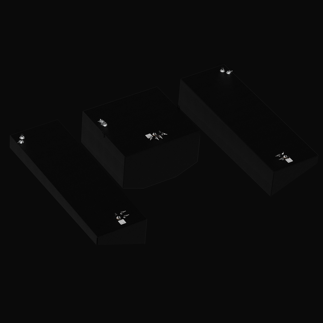 Detailed close-up 3D rendering of the fuel fill and vent assembly for a Yellowfin 54 replacement fuel tank kit, showcasing the precision-machined fittings and heavy-duty coal-tar epoxy coating.