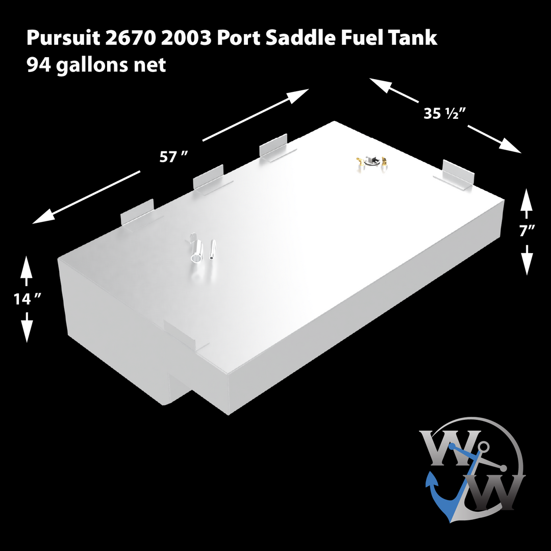 Pursuit 2655 1995 - Combinación de tanques de combustible de silla de montar de 2 x 117 galones