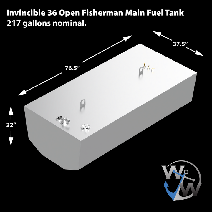Invincible 36 Open Fisherman Combo de 3 tanques de combustible (1 x 217 gal. 2 x 108 gal.)