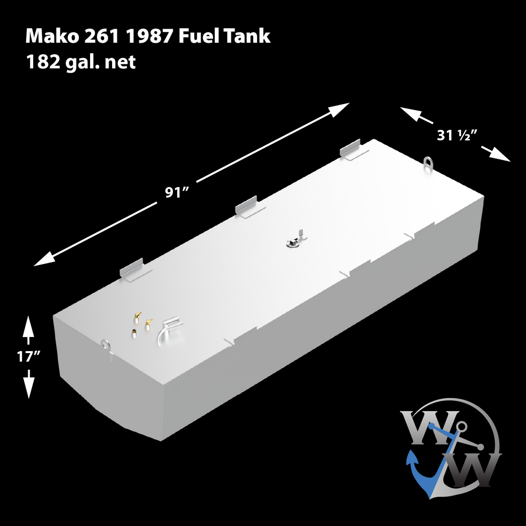 Mako 261 Versión modificada - Combinación de tanques de combustible (182 gal.) + agua (23 gal.)