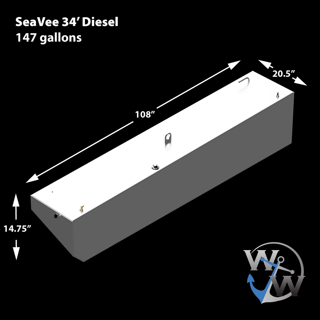 SeaVee 34' 2002 - Combinación de tanques de combustible de asiento diesel (147 gal. x 2)
