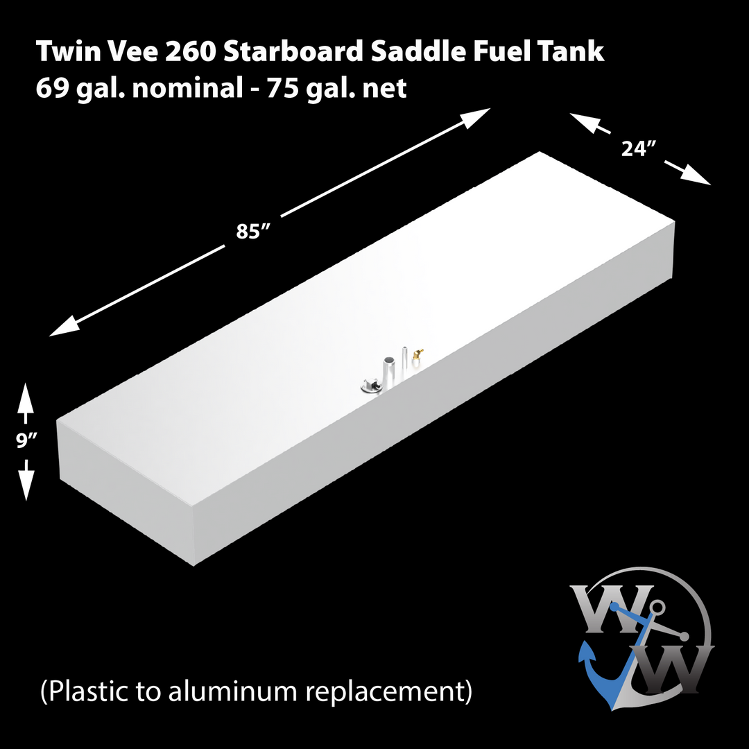 Twin Vee 260 Plastic to Aluminun Conversion Saddle Fuel Tank Combo Kit (2 x 75 gal. net)