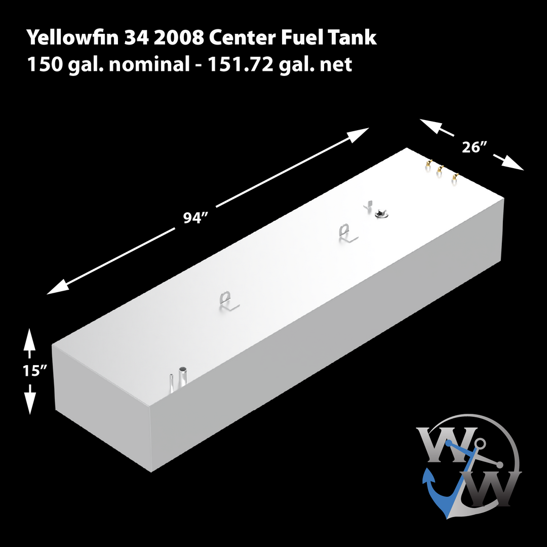 Kit combinado de 3 tanques de repuesto OEM Yellowfin 34 2008 - 1 vientre (151 gal.) y 2 tanques de asiento (112 gal.) cada uno