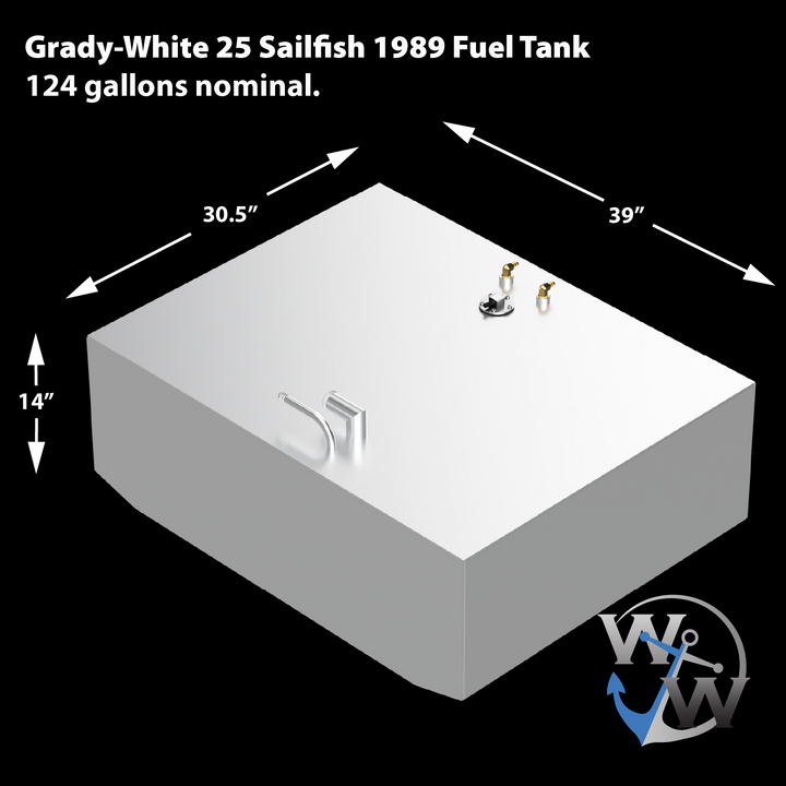 Grady-White 25 Sailfish 1989 Kit combinado de tanque de combustible tándem de repuesto OEM (73 + 124 gal.)