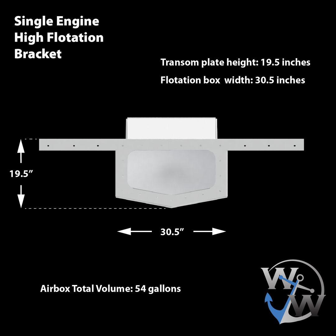 Standard High Flotation Single Outboard Engine Bracket - 15° Transom
