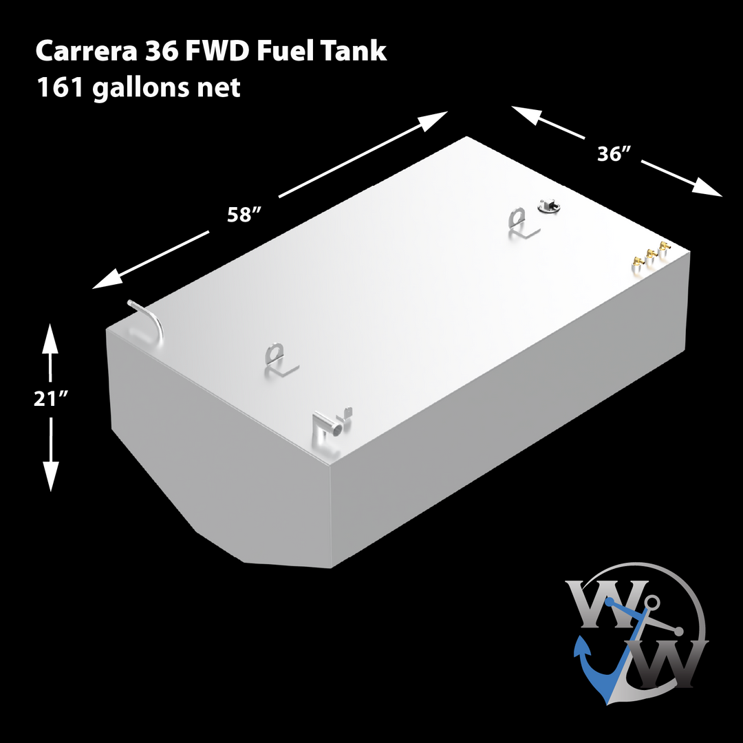 Combinación de 2 tanques de combustible para sillín de repuesto OEM Carrera 36 (171 y 161 gal. netos)