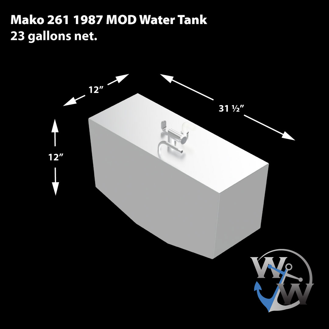 Mako 261 Versión modificada - Combinación de tanques de combustible (182 gal.) + agua (23 gal.)