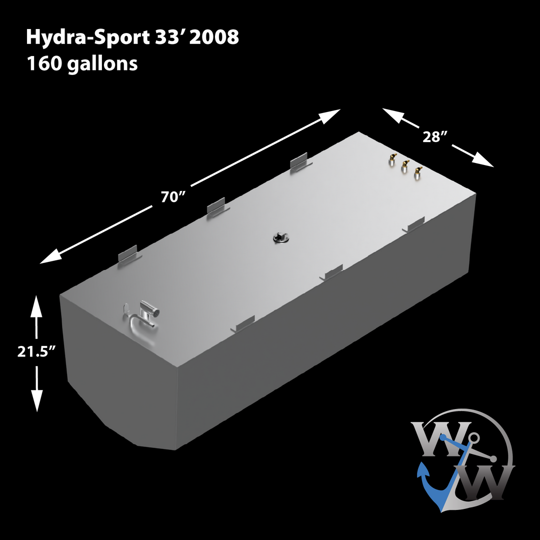 Hydra-Sport 33' 2008 Kit combinado de 3 tanques de combustible de reemplazo OEM - 1 Belly (160 gal.) y 2 Saddle (96 gal.) Tanques