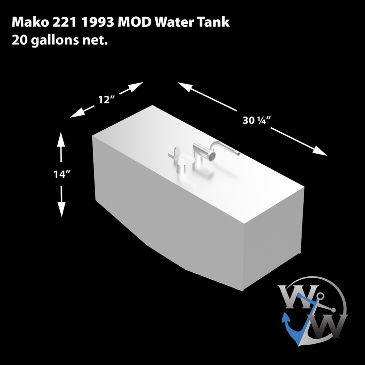 Mako 221 - 1993 -Modificado- Kit combinado de tanque de combustible de repuesto OEM (134 gal.) y agua (20 gal.)