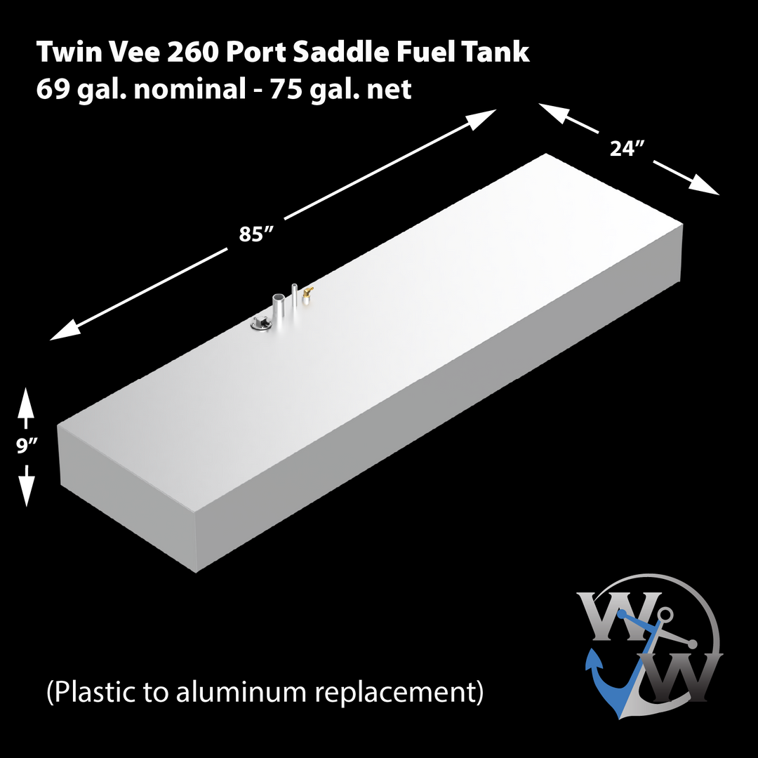 Twin Vee 260 Kit combinado de tanque de combustible de conversión de plástico a aluminio (2 x 75 gal. neto)