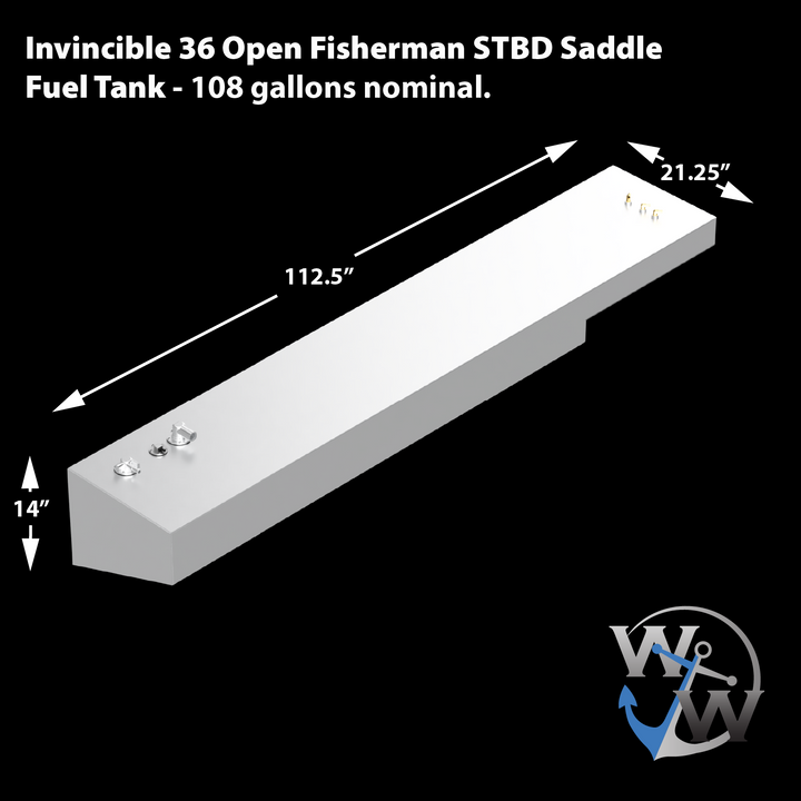 Invincible 36 Open Fisherman Combo de 3 tanques de combustible (1 x 217 gal. 2 x 108 gal.)