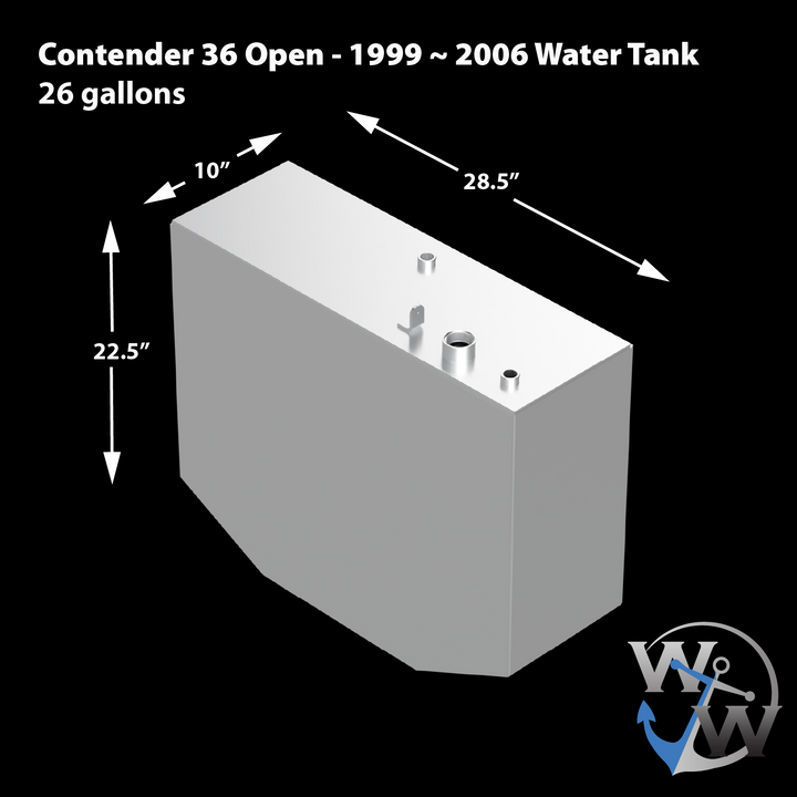 Contender 36 Open 1999 ~ 2006 Kit combinado de 4 tanques de repuesto OEM: 1 vientre (220 gal.), 2 tanques de asiento (130 gal.) cada uno y 1 tanque de agua (26 gal.) 