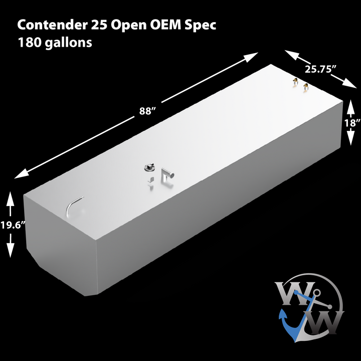 Contender 25 Open OEM Replacement 3 Fuel Tank Combo Kit -1 Belly (180 gal.) & 2 Standard (30 gal.) Saddle Tanks