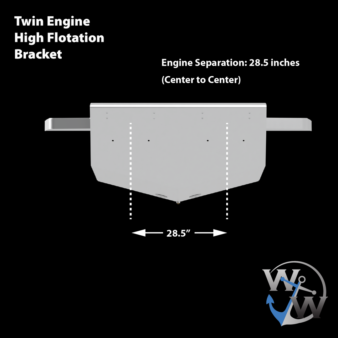 Standard High Flotation Twin Outboard Engine Bracket 12° Transom
