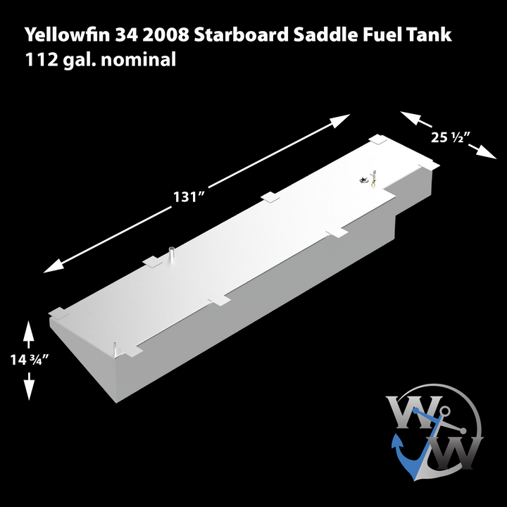Kit combinado de 3 tanques de repuesto OEM Yellowfin 34 2008 - 1 vientre (151 gal.) y 2 tanques de asiento (112 gal.) cada uno