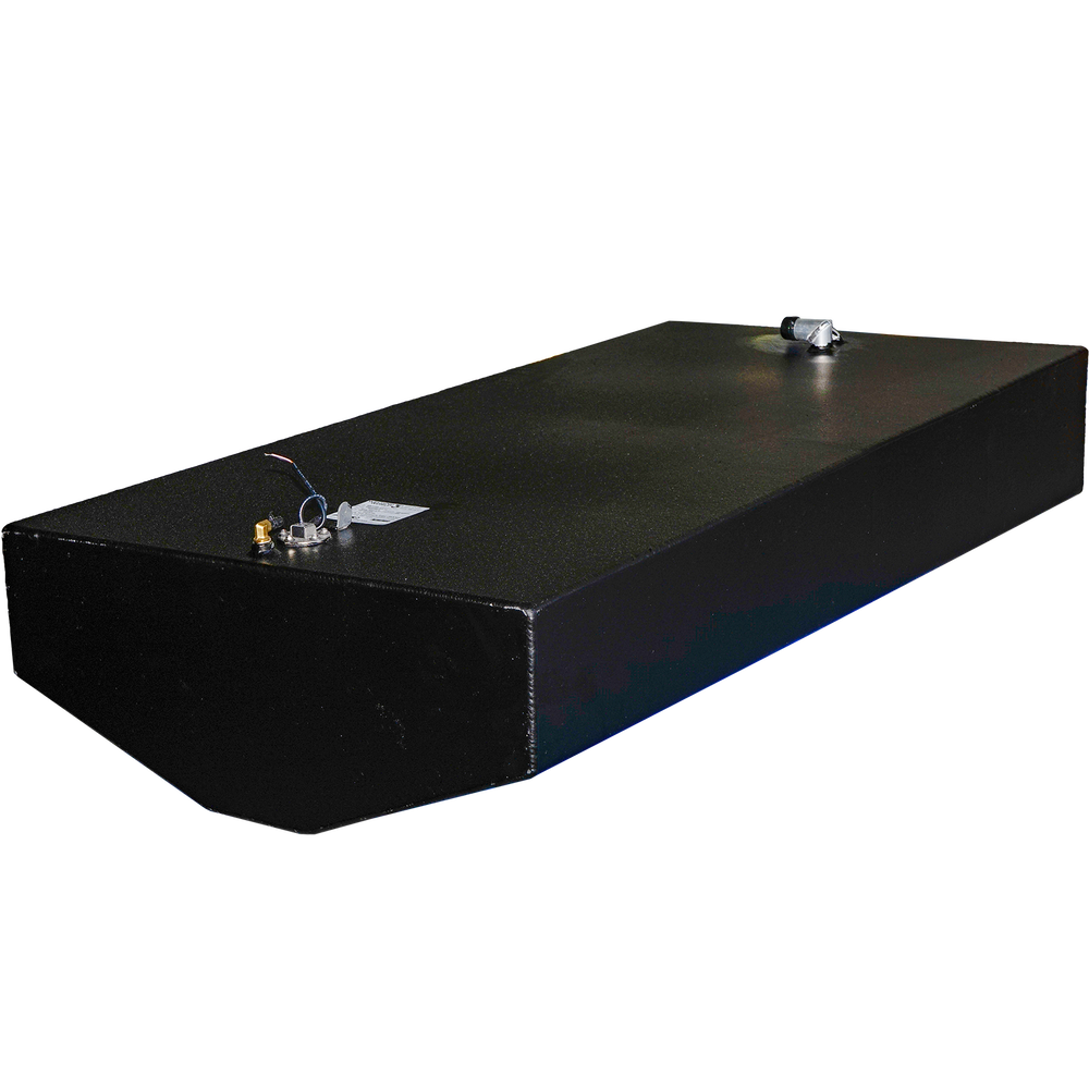 OEM replacement belly fuel tank for Edgewater 225 CC, featuring a sleek black design and equipped with fuel connections