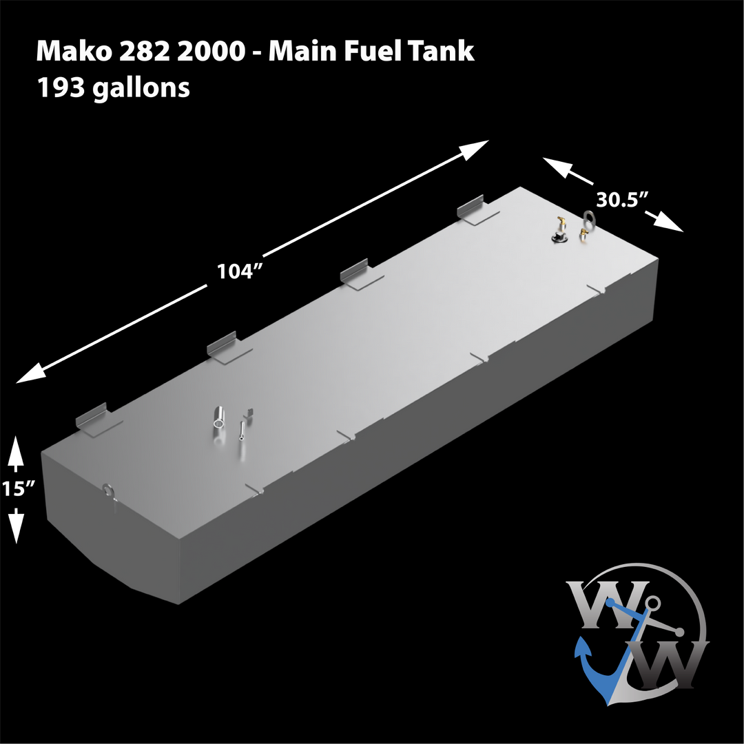 Mako 282 - 2000 - 193 y 47 gal. Kit combinado de tanque de combustible de arco y vientre de repuesto OEM