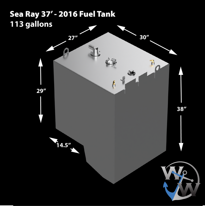 Sea Ray 37' - 2016 - 113 gal. Kit combinado de tanque de combustible de repuesto OEM